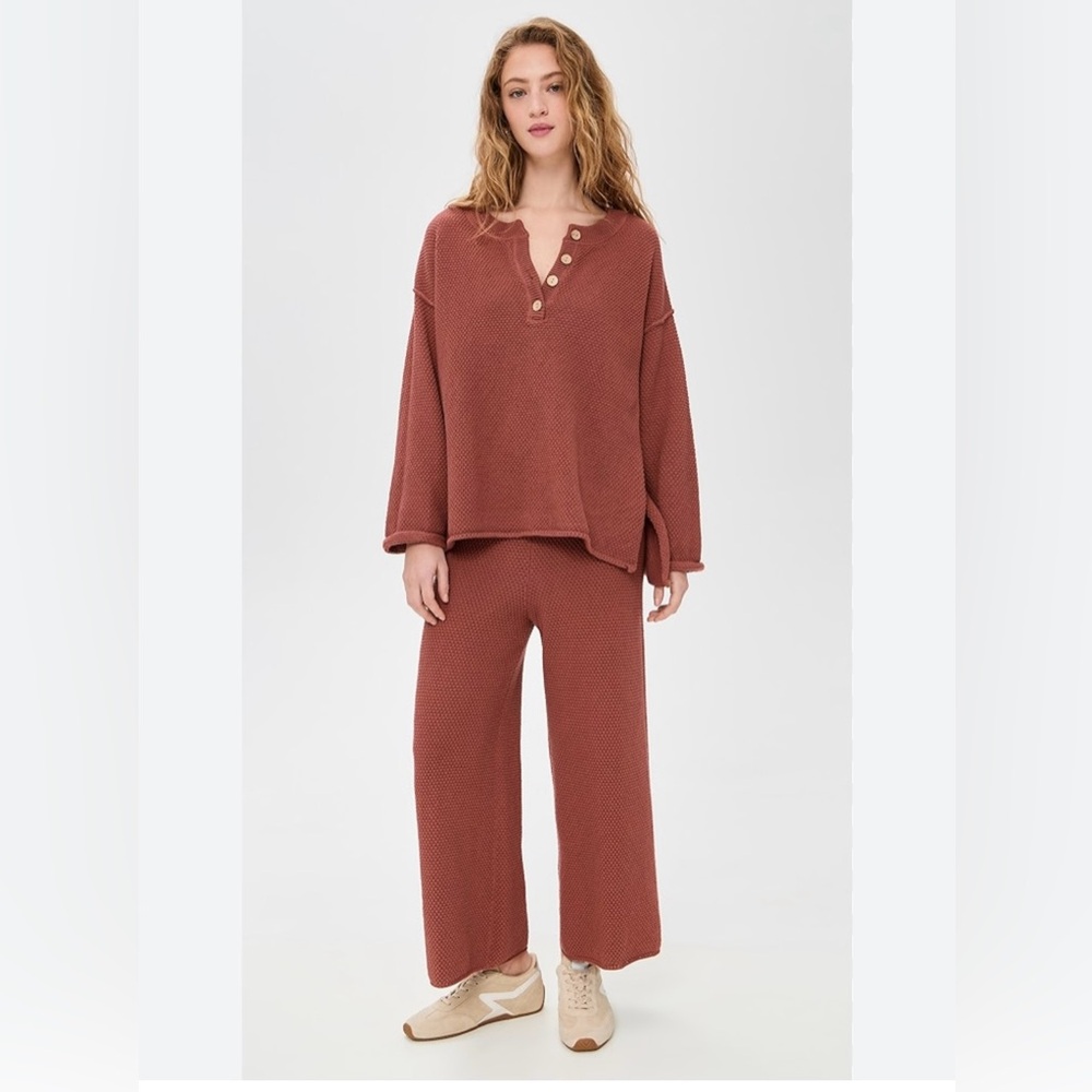 Free People Beach Hailee Sweater Henley and Wide Leg Knit Set Size XS - Picture 2 of 15